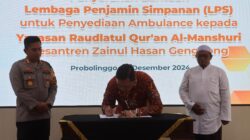 Kapolres Probolinggo Hadiri Penyerahan Ambulance dari LPS ke Pesantren Zainul Hasan Genggong