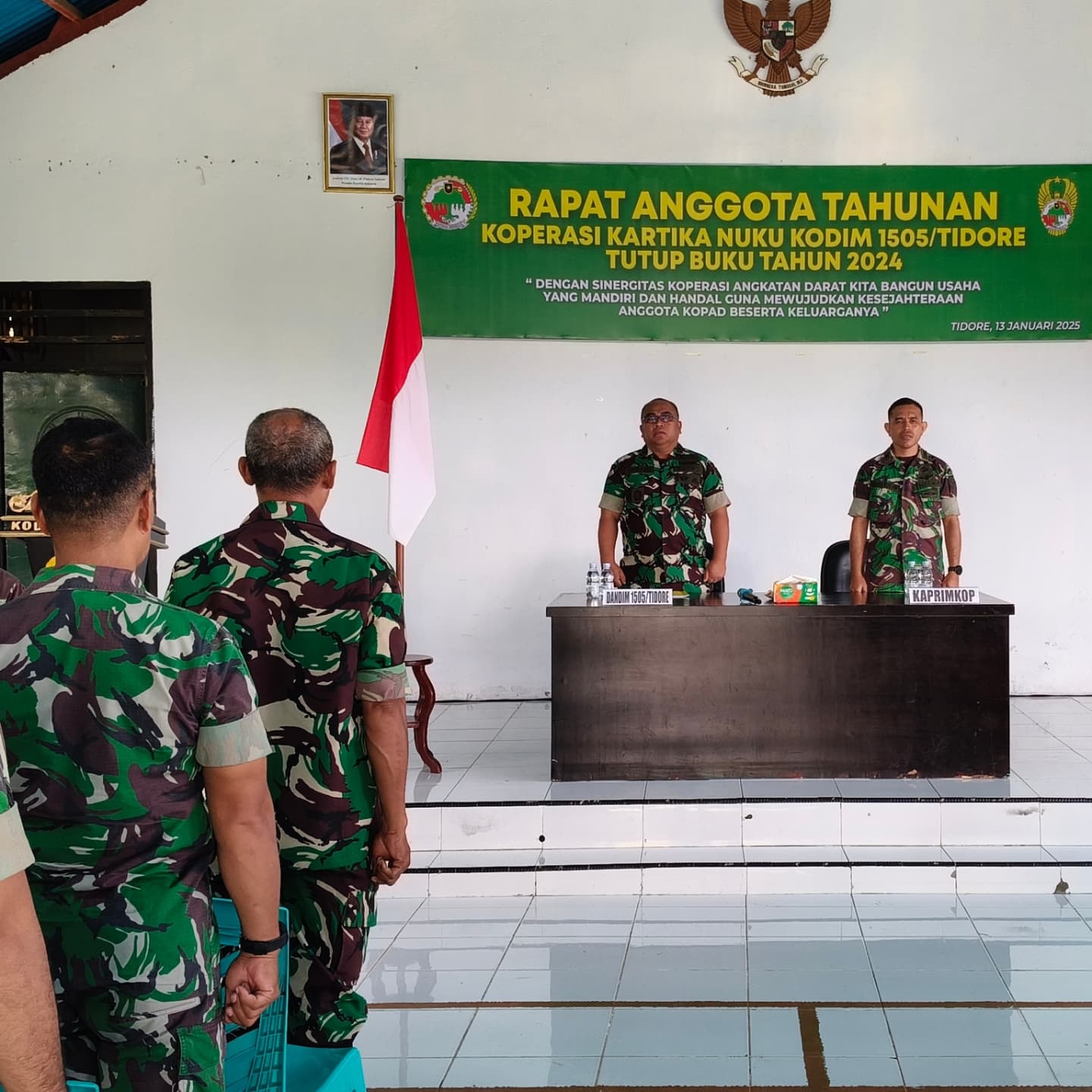 Dandim 1505/Tidore Buka Rapat Anggota Tahunan Koperasi Kartika Nuku Kodim 1505/Tidore Tutup Buku.