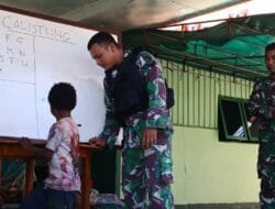 Peduli Pendidikan Anak-Anak, Anggota Kodim 1714/Puncak Jaya Memberikan Materi Calistung Kepada Pengungsi