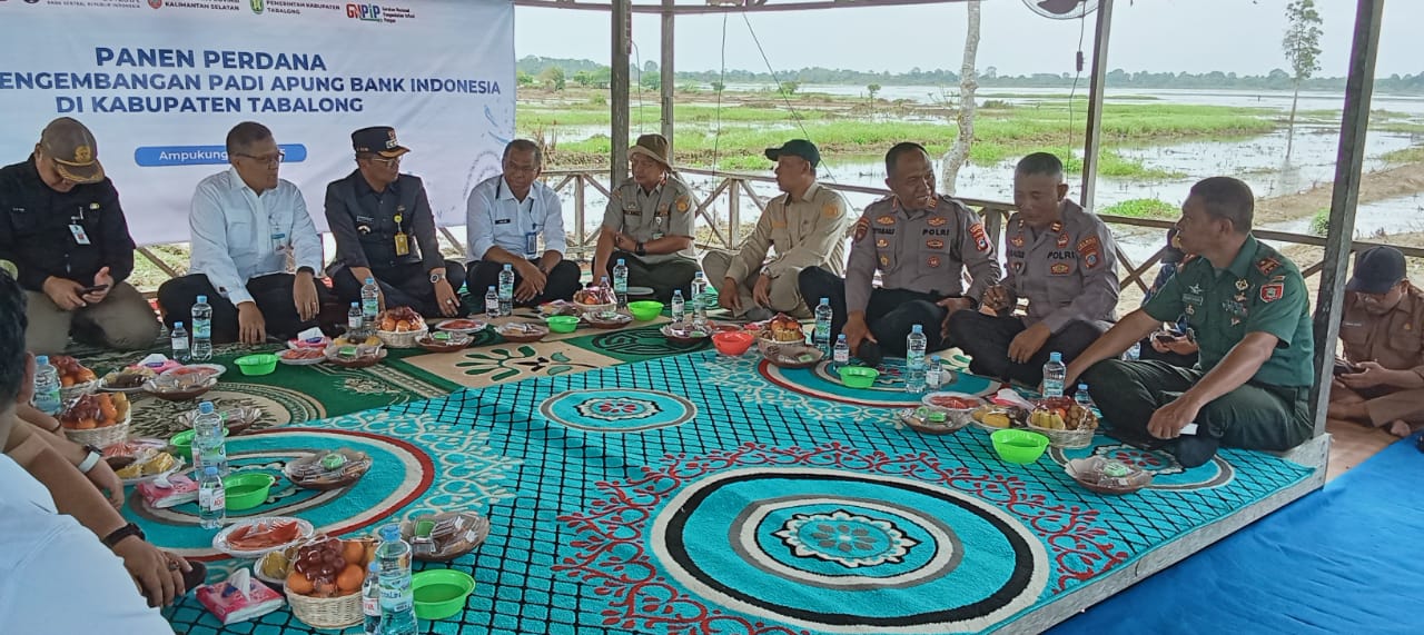 Danramil Kelua Hadiri Panen Perdana Program Padi Apung di