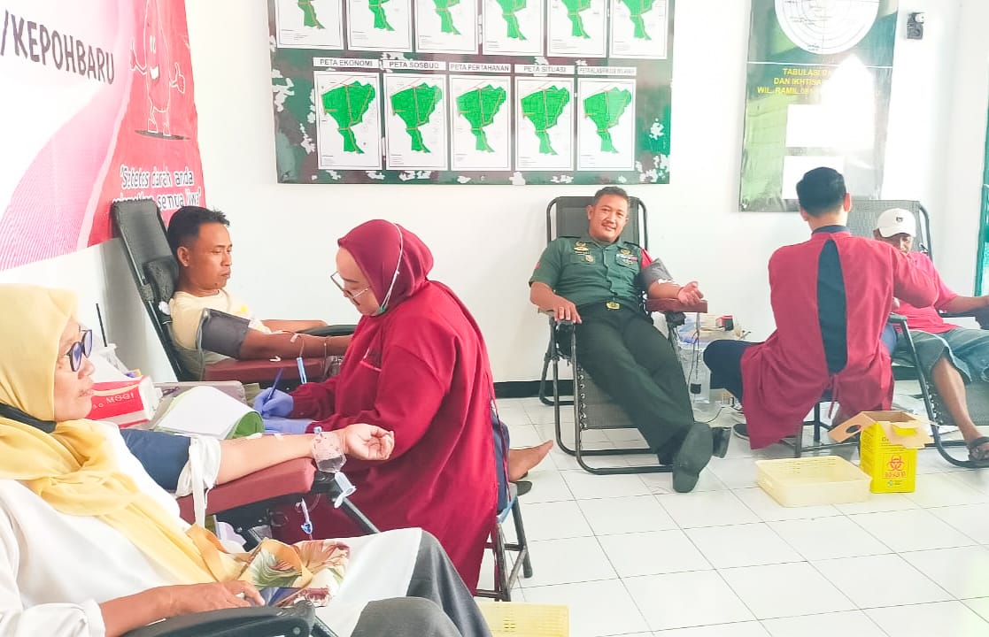 Peduli Kesehatan Masyarakat, Koramil Kepohbaru Bojonegoro Gelar Bakti Sosial Donor Darah