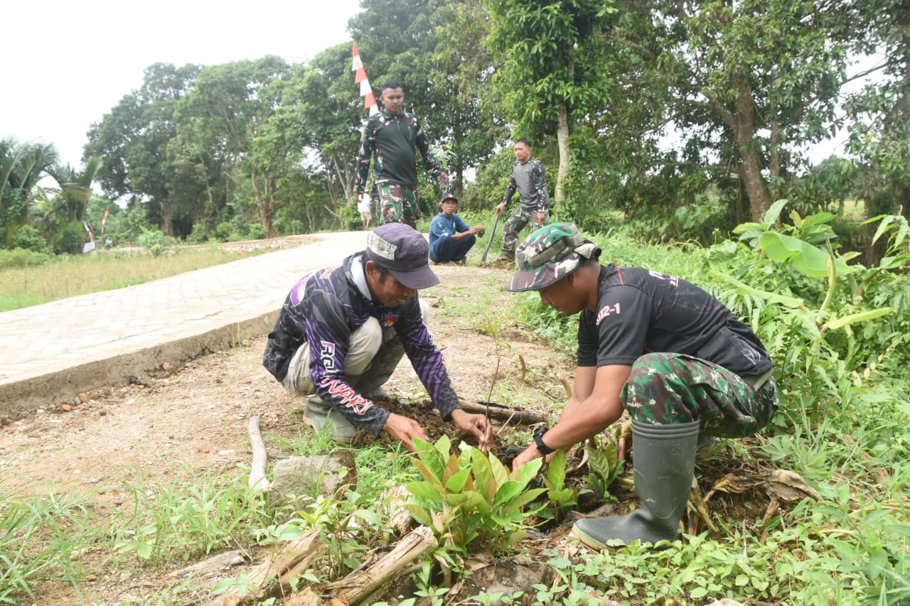 Satgas TMMD Kodim 1002/HST Tanam Ratusan Pohon Hijaukan Haruyan