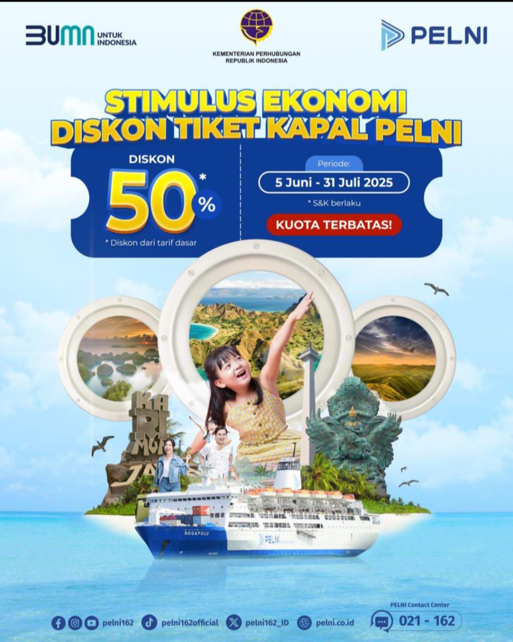 Dukung Kebijakan Stimulus Ekonomi, PELNI Berlakukan Diskon Tiket Mulai 5 Juni Besok