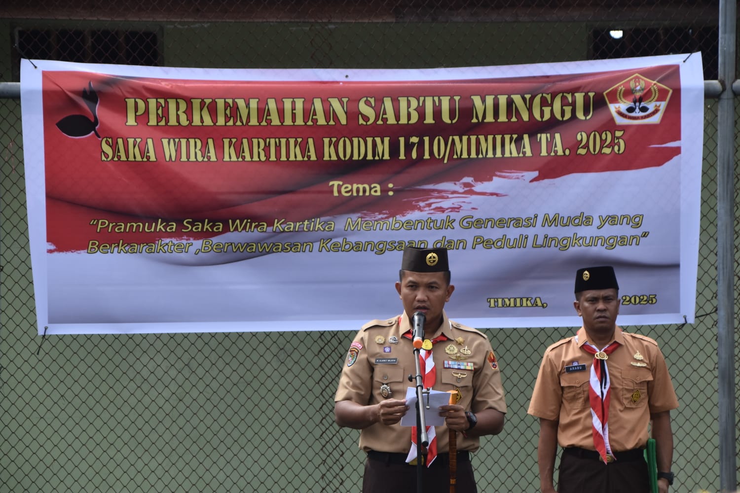 Dandim 1710/Mimika Pimpin Upacara Pembukaan Perkemahan Sabtu-Minggu (Persami) Pramuka Saka Wira Kartika