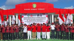 Kibarkan Semangat Kemerdekaan Perwira Seksi Teritorial Kodim 0906/Kkr Hadir Di Aksi Pembagian 10 Juta Bendera Merah Putih