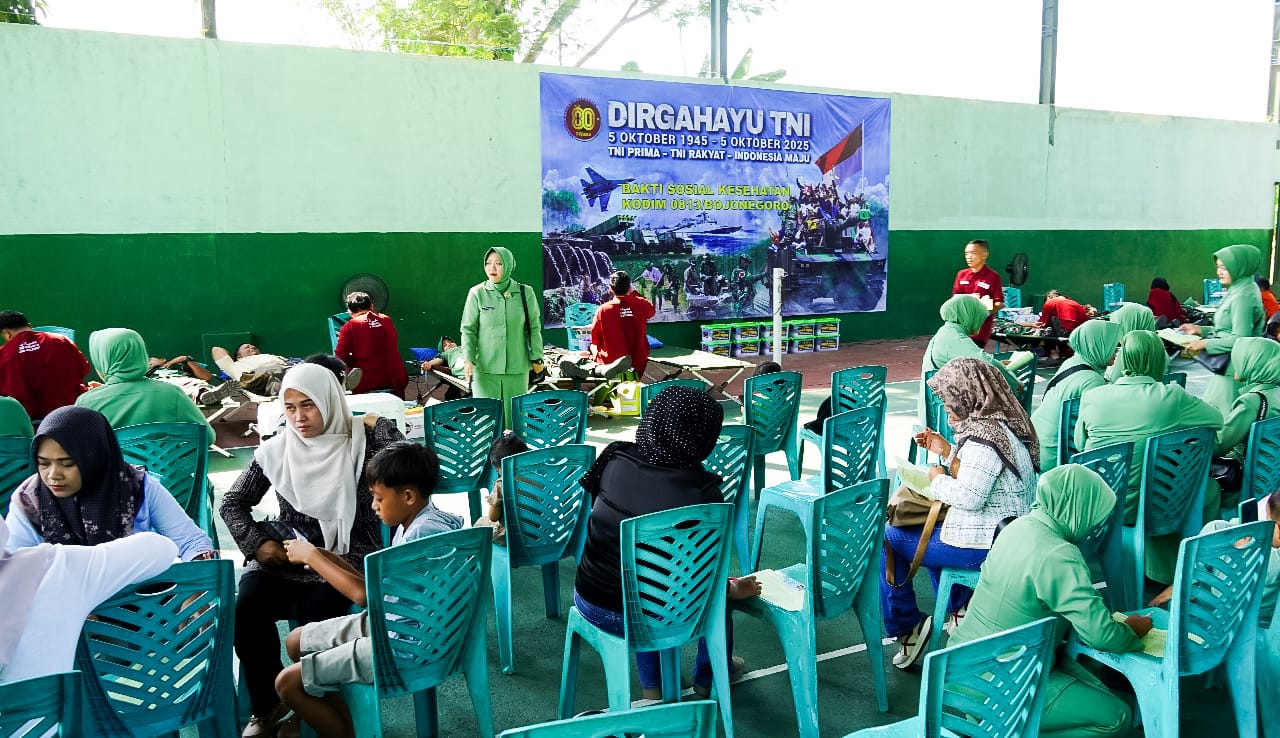 Sambut HUT ke- 80 TNI, Kodim Bojonegoro Gelar Bakti Sosial Donor Darah