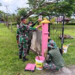 Sambut HUT Ke-80 TNI, Kodim 1710/Mimika Gelar Karya Bakti Perbaikan Sekolah