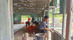 Semangat Terus Berlanjut, Satgas TMMD 126 Kodim Tambrauw Lanjutkan Perehaban Gereja di Tahap Dinding dan Pemasangan Keramik
