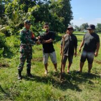 Jaga Kelestarian Lingkungan, Babinsa Gogodeso Bersama Warga Tanam Pohon Keras