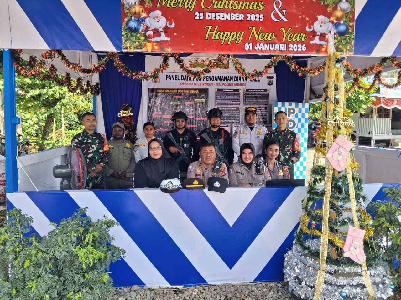 Jaga Situasi Tetap Kondusif Jelang Pergantian Tahun, Personel Kodim 1710/Mimika Bersama Polri Gelar Pengamanan Terpadu