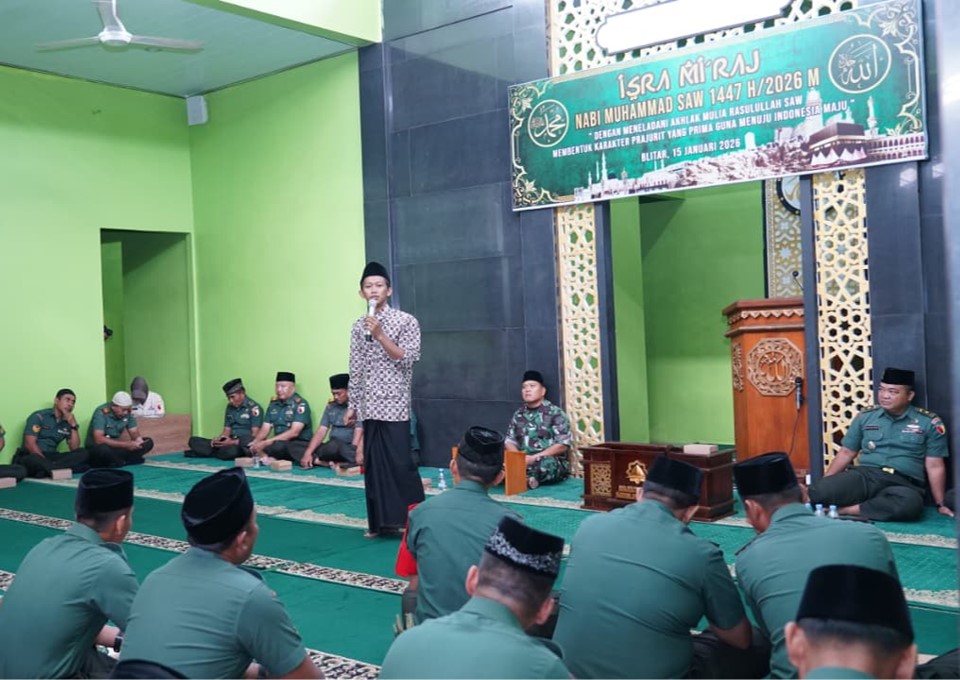 Peringati Isra' Mi'raj 1447 H, Kodim 0808/Blitar Tanamkan Karakter Prajurit Prima Menuju Indonesia Maju