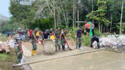 Hari Ke-5, Satgas TMMD Ke-127 dan Warga Terus Kebut Pengecoran Jalan di Linggang Amer