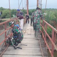 TNI AD Rampungkan Rehab Jembatan Gantung di Langkat, Akses dan Konektivitas Warga Kembali Normal