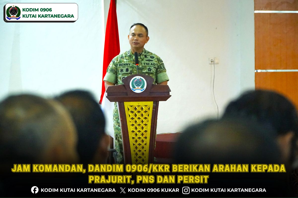 Jam Komandan, Dandim 0906/Kkr Berikan Arahan kepada Prajurit, PNS dan Persit