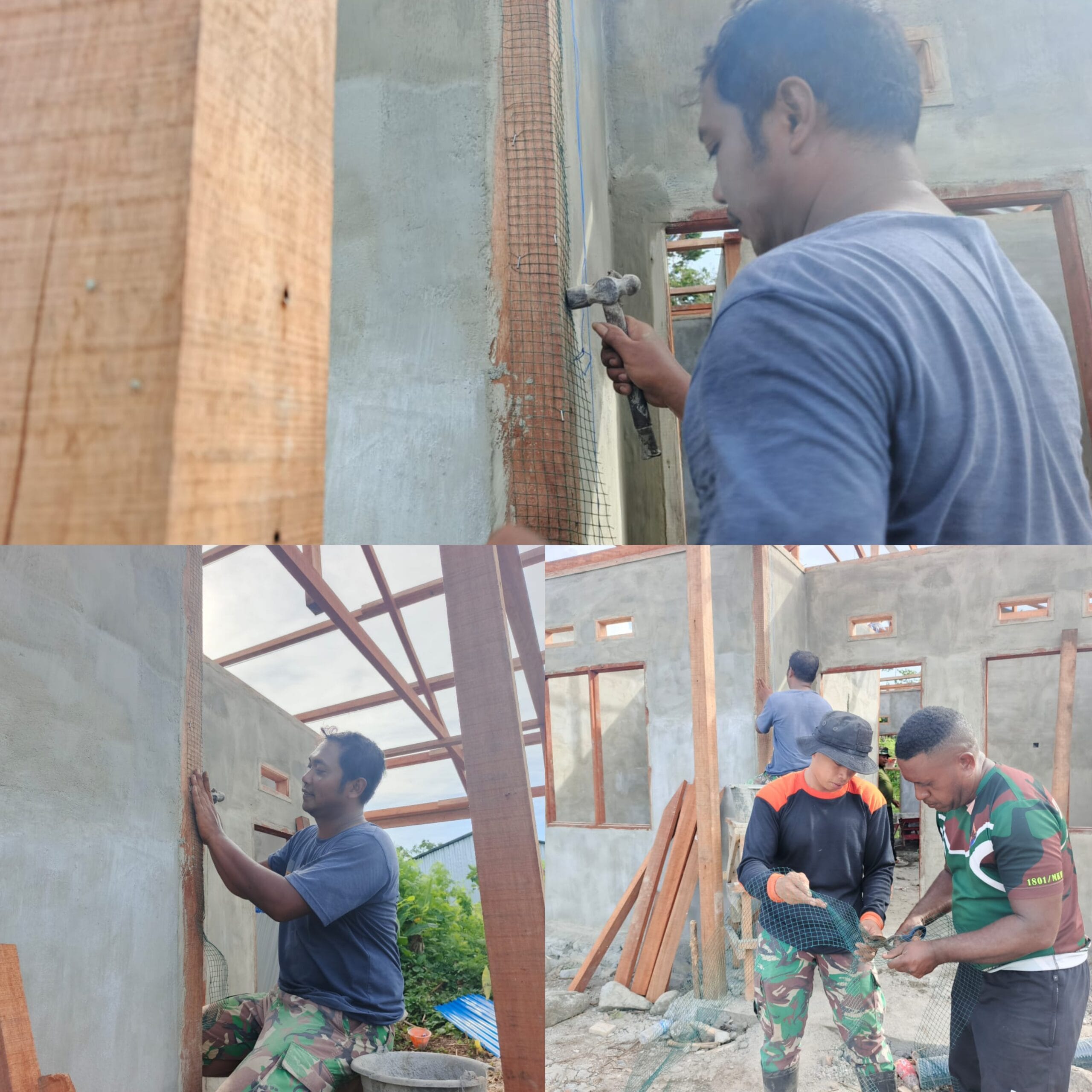 Pembangunan RTLH TMMD Ke-128 Kodim 1801/Manokwari Masuk Tahap Pemasangan Pilar