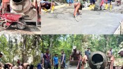 Semangat Gotong Royong Satgas TMMD Ke-128 Kodim 1801/Manokwari, Kebut Pembangunan Cor Jalan Warga Kampung Tanah Rubuh