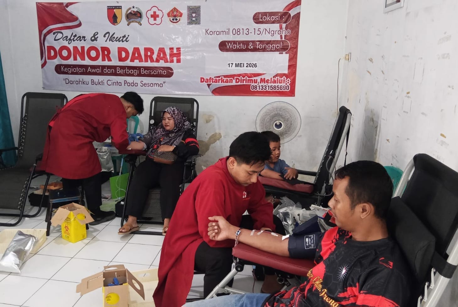 Bersama PMI Cabang, Koramil Ngraho Bojonegoro Gelar Donor Darah