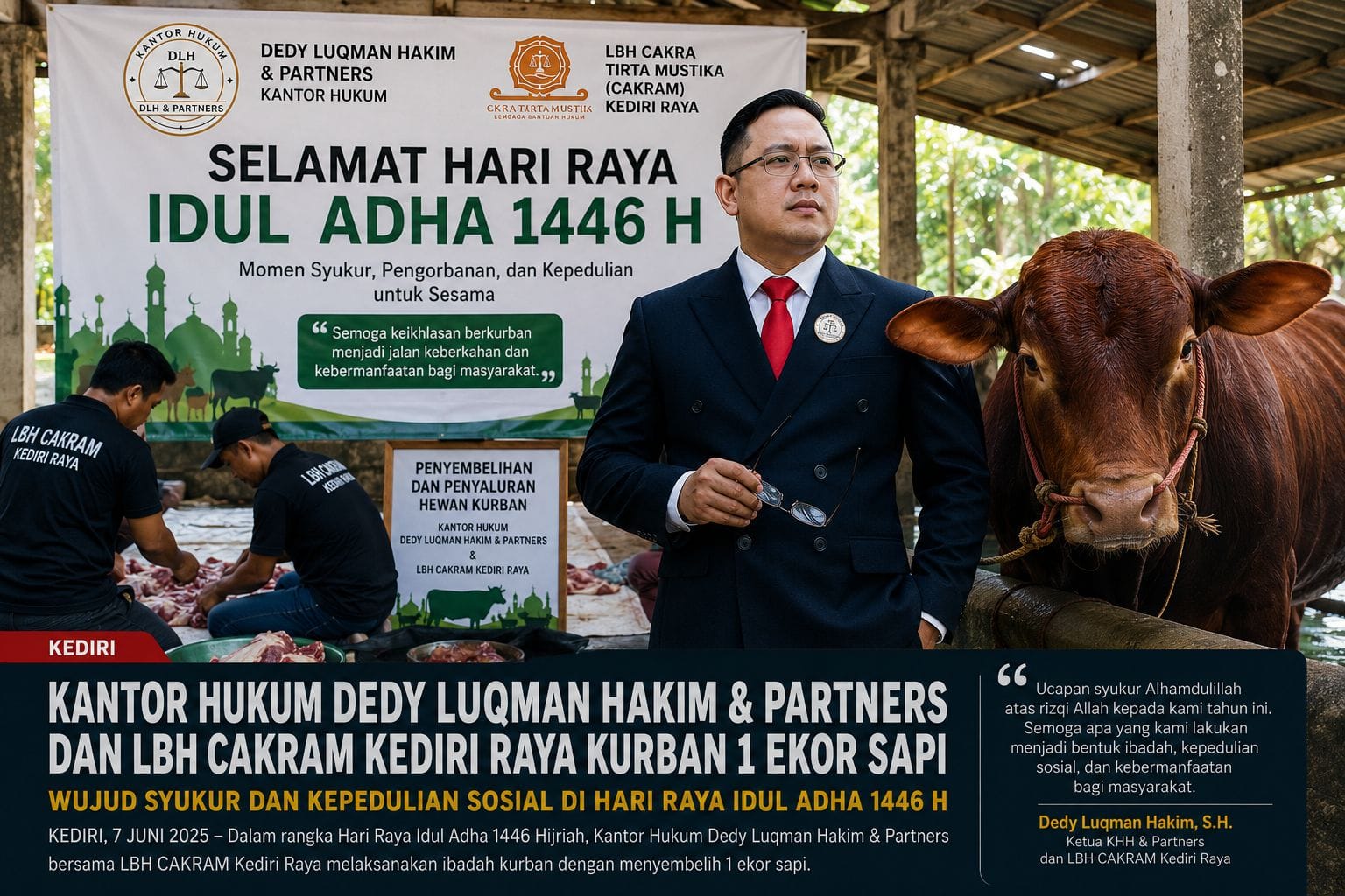 Dari Ruang Sidang ke Tengah Masyarakat: Dedy Luqman Hakim dan LBH CAKRAM Rayakan Idul Adha dengan Aksi Nyata Dari Ruang Sidang ke Tengah Masyarakat: Dedy Luqman Hakim dan LBH CAKRAM Rayakan Idul Adha dengan Aksi Nyata