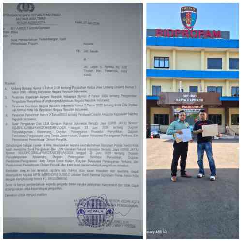 Laporan GRIB Jaya Direspons Propam, Dugaan Pelanggaran Oknum Penyidik Polresta Kediri Kota Mulai Didalami