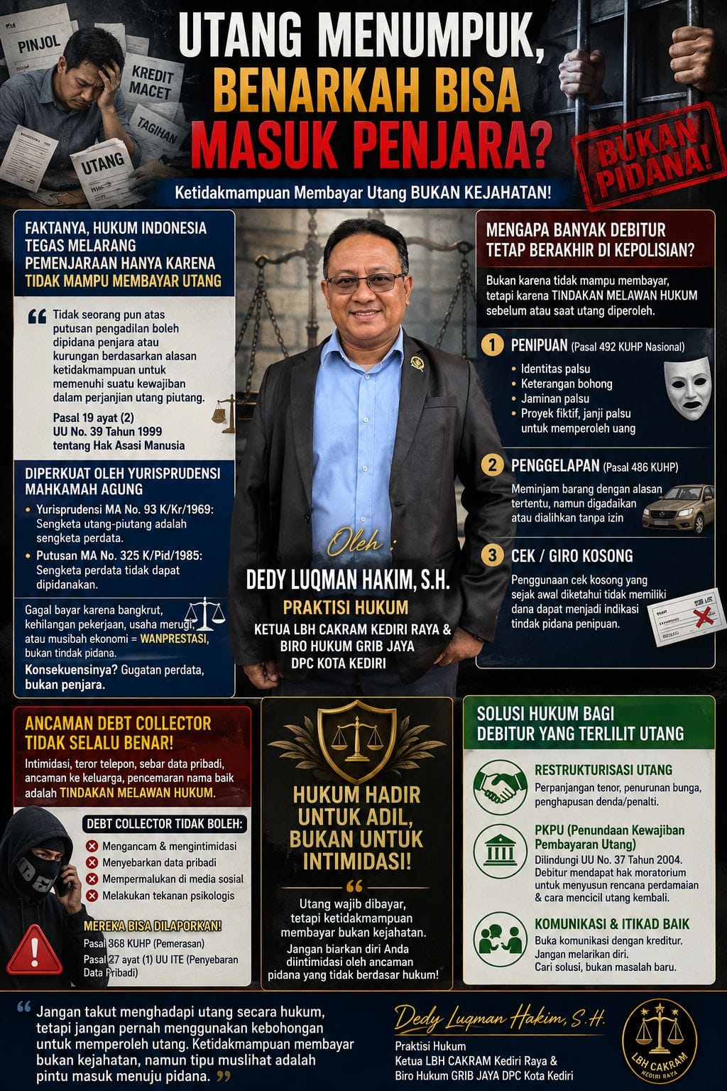 "Utang, Ancaman Penjara, dan Mitos Hukum yang Menyesatkan: Analisis Dedy Luqman Hakim" "Utang, Ancaman Penjara, dan Mitos Hukum yang Menyesatkan: Analisis Dedy Luqman Hakim"