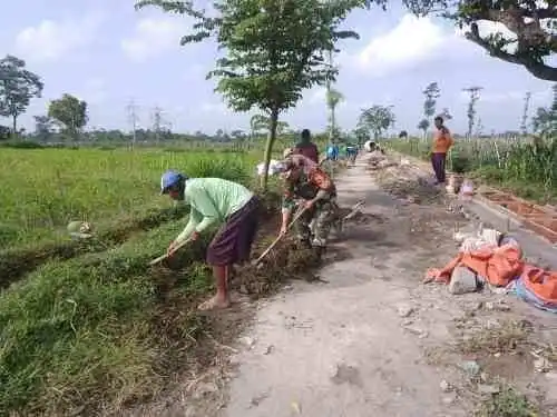 Lancar Akses Pertanian, Kopka Budi Bersama Warga Bersihkan Area Jalan Persawahan Tambakan