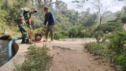 Antisipasi Kekeringan, Babinsa Sidomulyo Sertu Krida Dwi Bantu Pengairan Sawah Gunakan Pompa Air