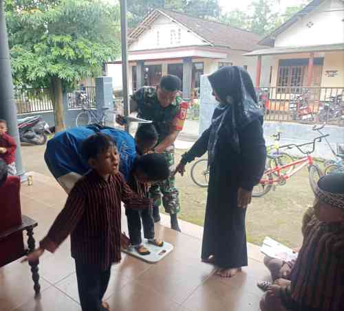 Cegah Stunting Sejak Dini, Babinsa Sertu Yhoni Dampingi Kegiatan Posyandu Di Dusun Gangsri