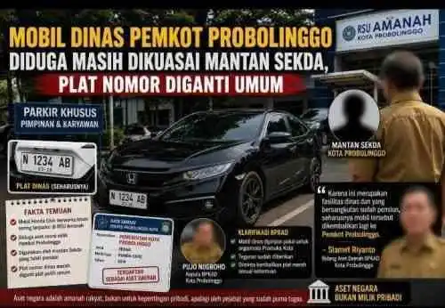 Terungkap! Mobil Dinas Pemkot Probolinggo Masih Beroperasi dengan Pelat Nomor Umum