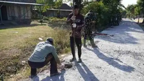 TMMD 129 Bojonegoro: Keringat Bersama di Balik Kokohnya Jalan Cor Beton Kedungpandan