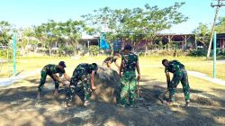 Perkuat Kebersamaan, TMMD 129 Bojonegoro di Kesongo Siapkan Arena Turnamen Voli antar Dusun