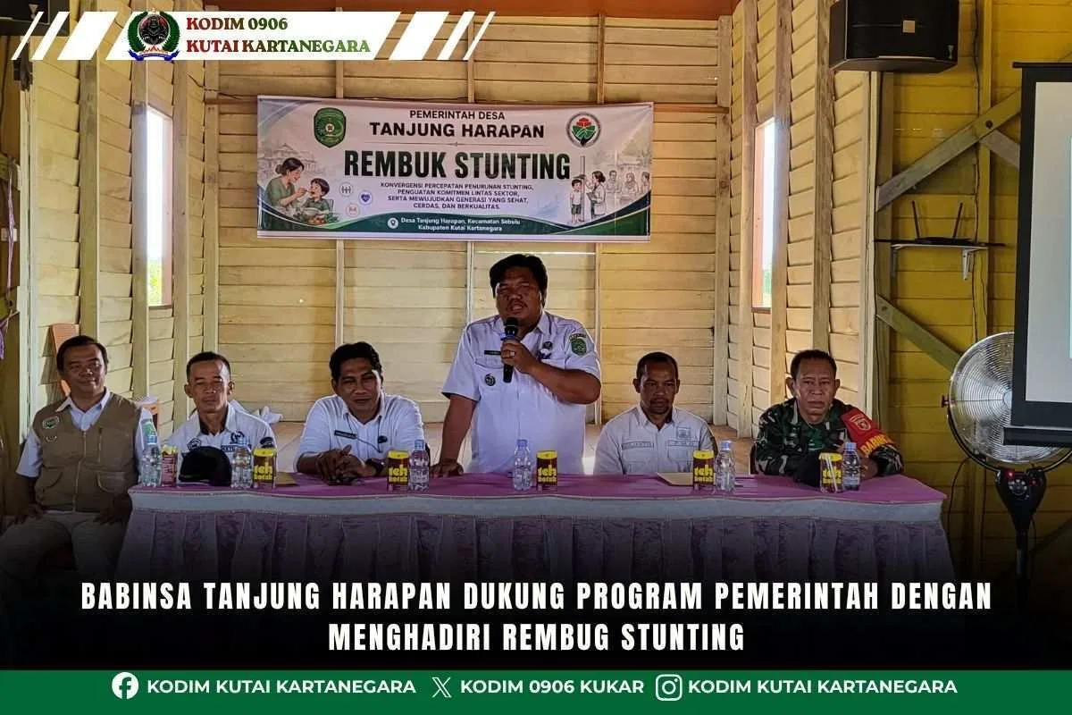 Babinsa Tanjung Harapan Dukung Program Pemerintah Dengan Menghadiri Rembug Stunting
