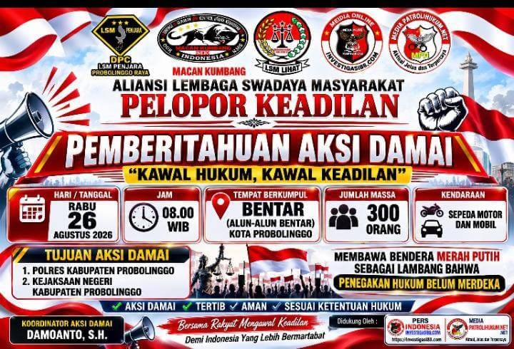 Aksi Damai 26 Agustus, Kasus Suarni Sapikerep Jadi Salah Satu Aspirasi Aliansi LSM Aksi Damai 26 Agustus, Kasus Suarni Sapikerep Jadi Salah Satu Aspirasi Aliansi LSM