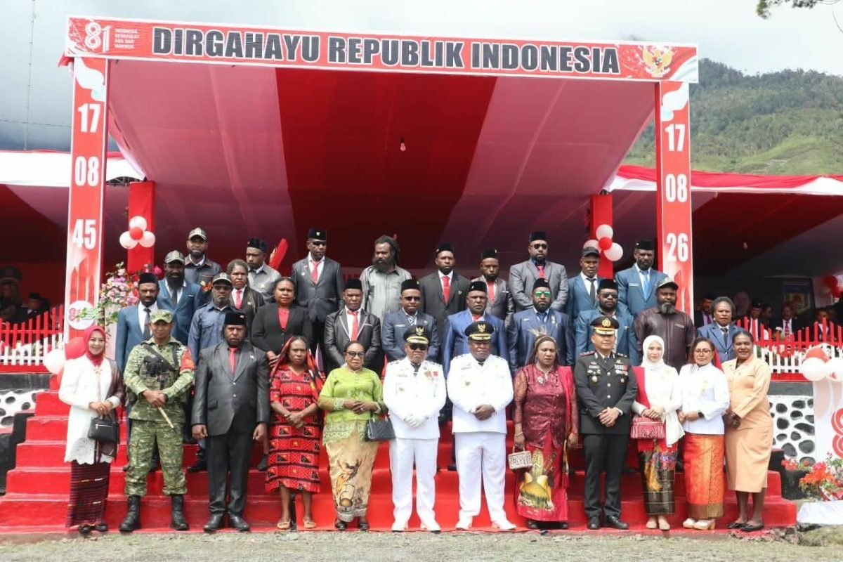 Kodim 1714/Puncak Jaya, Polri dan Pemda Sinergitas Kawal Penuh Upacara HUT RI Ke-81 di Puncak Jaya