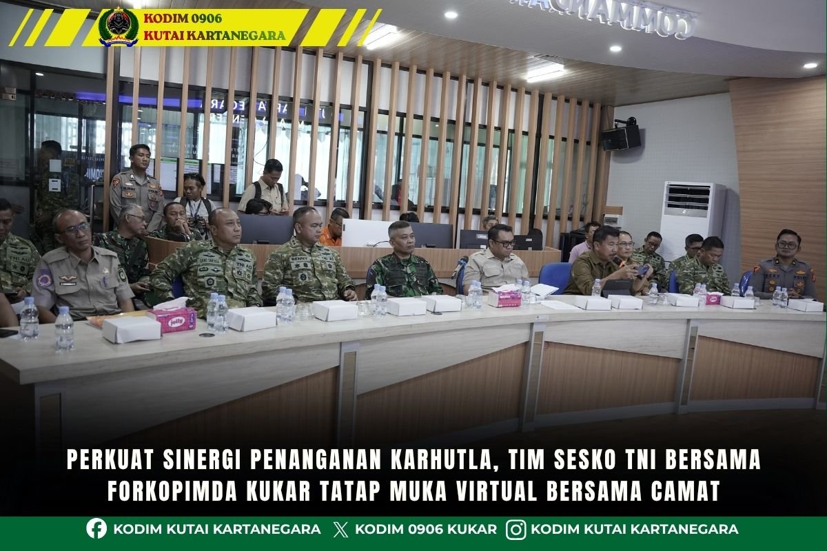 Perkuat Sinergi Penanganan Karhutla, Tim Sesko TNI Bersama Forkopimda Kukar Tatap Muka Virtual Bersama Camat Perkuat Sinergi Penanganan Karhutla, Tim Sesko TNI Bersama Forkopimda Kukar Tatap Muka Virtual Bersama Camat