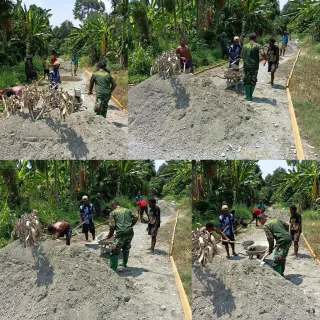 Terik Matahari Tak Surutkan Semangat, Satgas TMMD Ke-130 Kodim 1808/Mansel Bersama Warga Terus Berjuang Buka Akses Jalan Kampung Yamboi