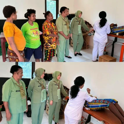 TMMD ke 130 Kodim 1808/Mansel bersama persit dan Puskesmas Nuhuwei berikan pelayanan gratis bagi warga kampung Yamboi