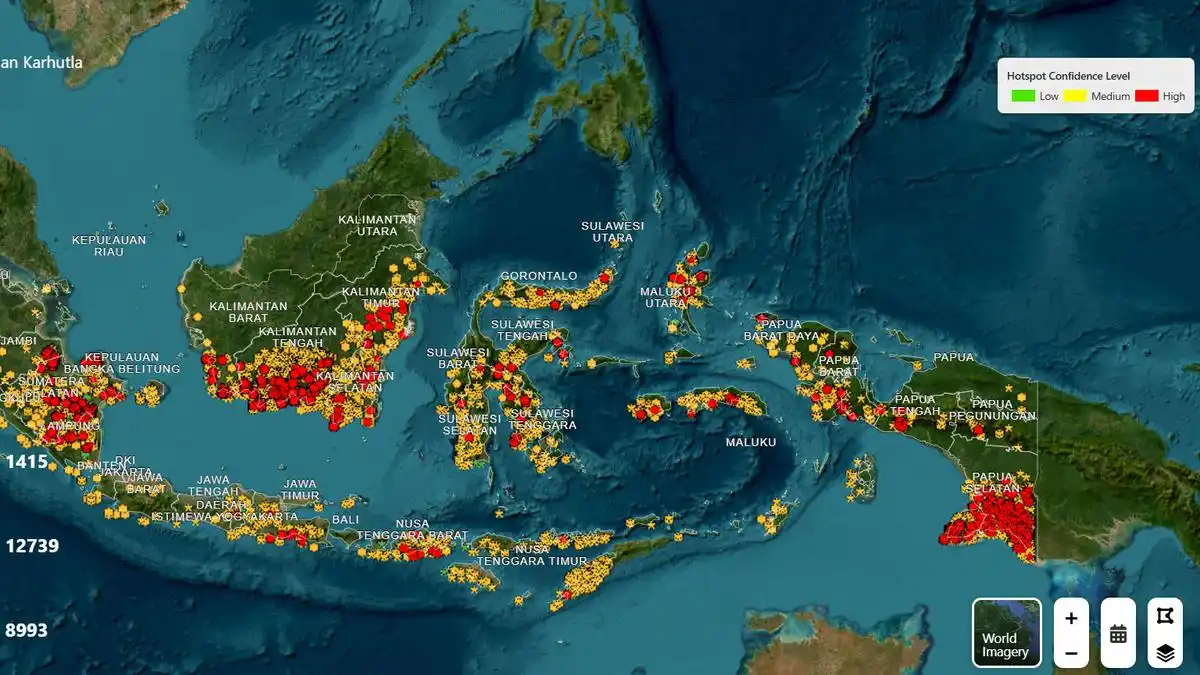 Sebaran Titik Panas dan Dampak Karhutla di Sejumlah Wilayah Indonesia pada Oktober 2026