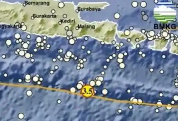 Gempa Magnitudo 3,5 Terjadi di Selatan Jember pada Rabu Sore