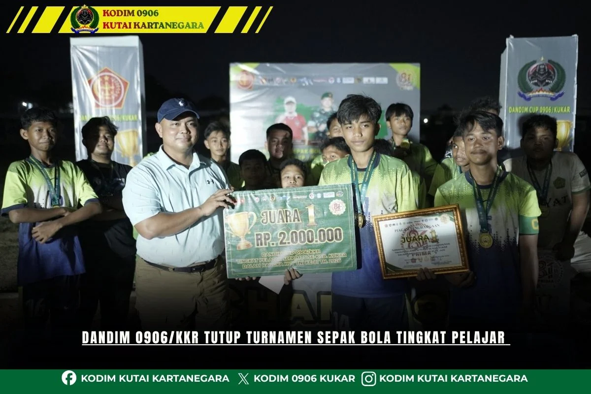Dandim 0906/Kkr Tutup Turnamen Sepak Bola Tingkat Pelajar