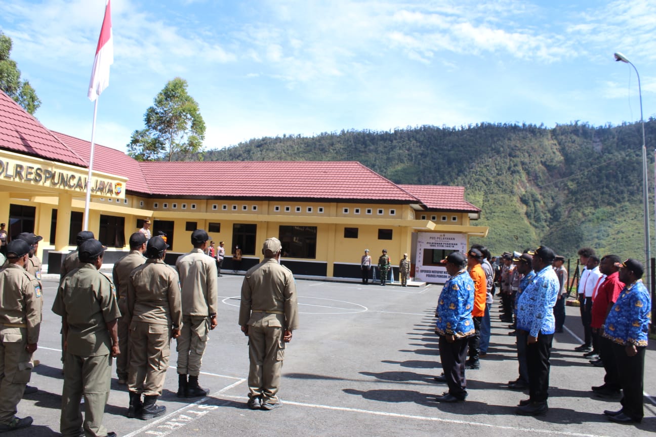 Kodim 1714/Puncak Jaya Turun Hadir Bersama Apel Gelar Pasukan TNI/Polri, Satgas dan Apintel Pada Operasi Ketupat Noken 2026